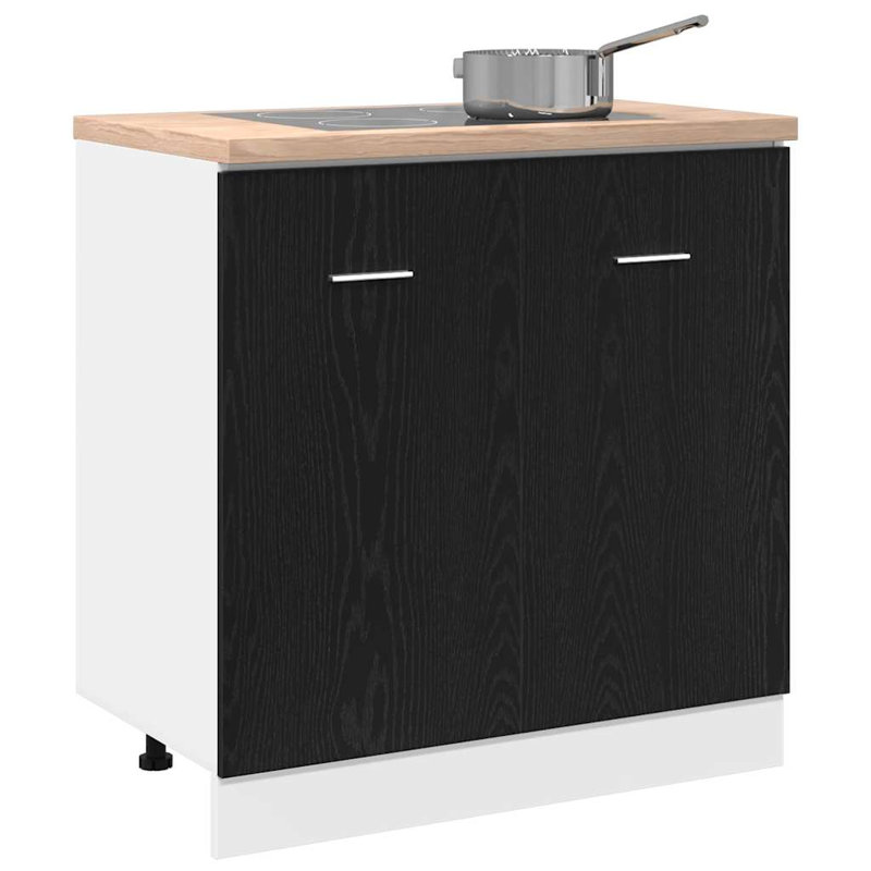 Vidaxl Bottom Cabinet Black Oak 60X46x81.5 Cm Engineered Wood, 81.5cm H x 80cm W x 46cm D
