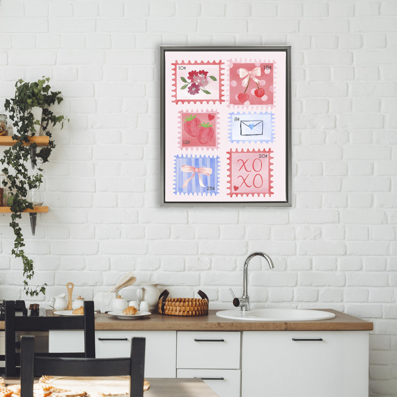 Cadre flottant Adorable Stamps Arrangement, design par Nina Jacobs, Cadre flottant gris lustré, H 21 po x l 17 po