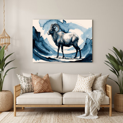 Faune, mouton bleu, art mural en métal bleu