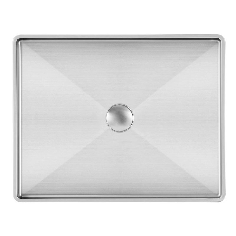 Noah Plus Rectangular Vessel Bathroom Sink, Brushed Stainless Steel