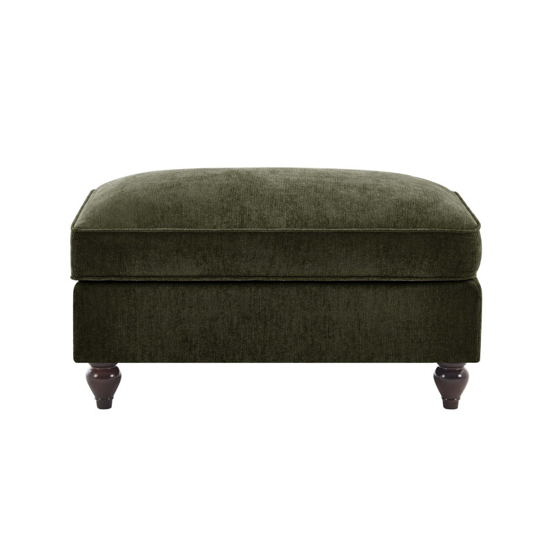 Chenille Ottoman With Detachable Ruffles And Multiple Configurations, Soft And Comfortable For Versatile Use, Green