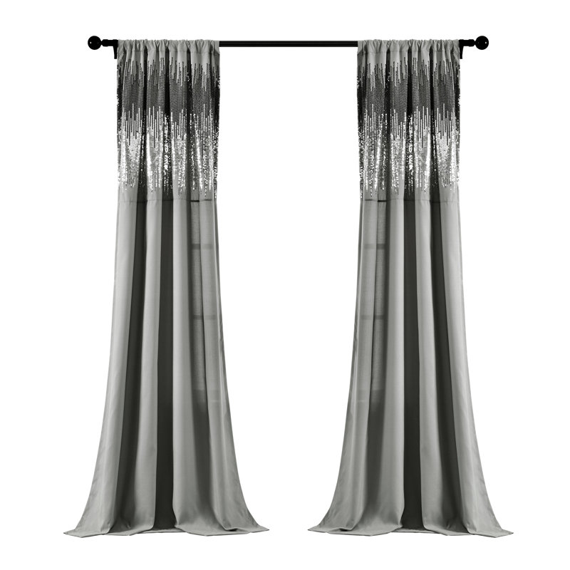 Paire de rideaux semi-transparents Lush Decor Shimmer Sequins (ensemble de 2), Gris foncé