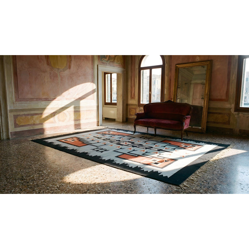 Antique Mexico Geometric Flat Weave Rug