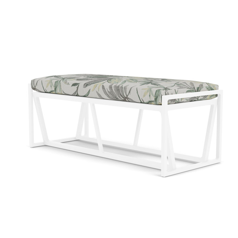 Summit Outdoor Dining Bench, White, Calidora Mist