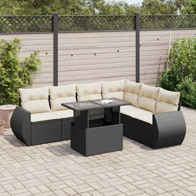 Ensemble de canapé de jardin Vidaxl noir et blanc crème