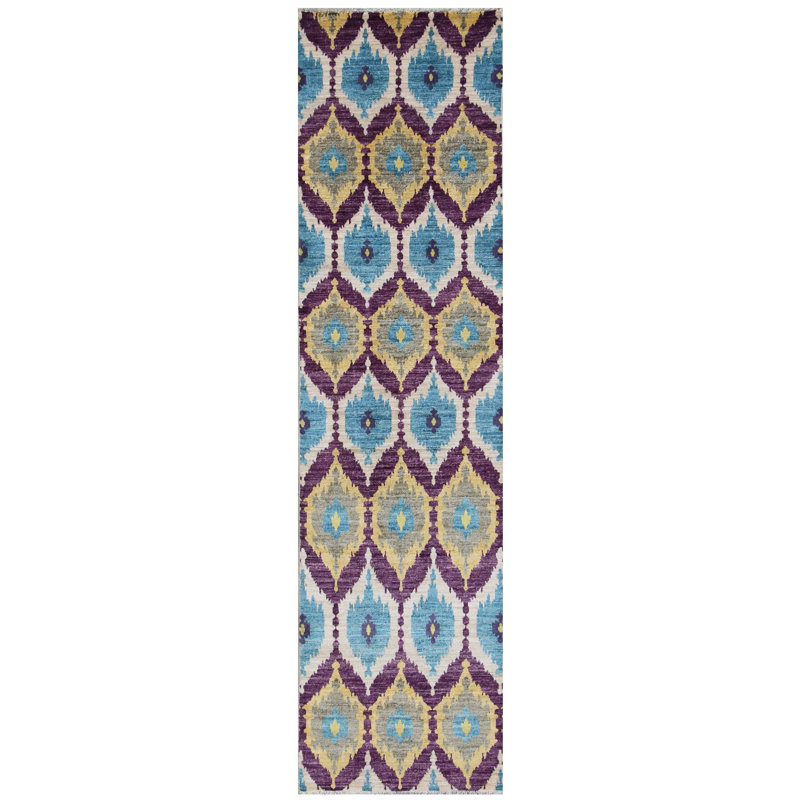 Runner Geometric Hand Knotted Area Rug, Runner 73 x 290cm