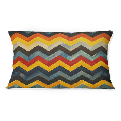 Coussin lombaire à chevrons bleu et orange Harmony III
