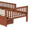 Lit simple, noyer, lit plateforme, garde-corps, tiroirs de rangement, conception de chambre simple et élégante, matériau solide léger, 8 lattes de bois, option de mobilier à utilisation d'espace