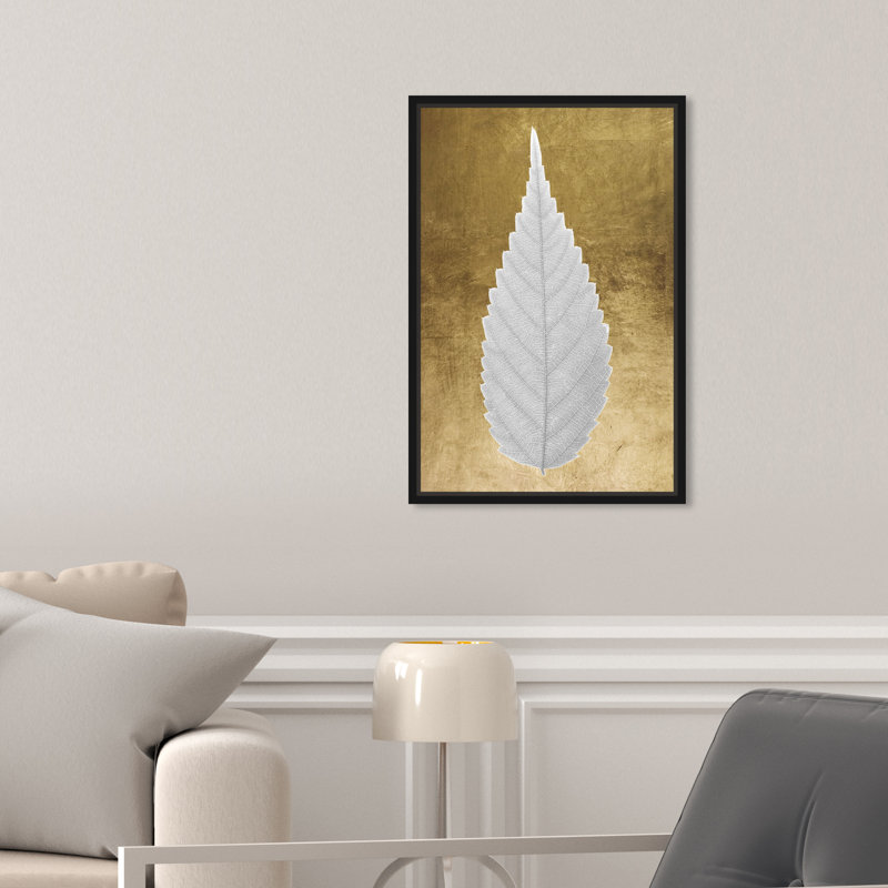 " Leaf In Gold II ", Black Framed Canvas, 15" H x 10" W
