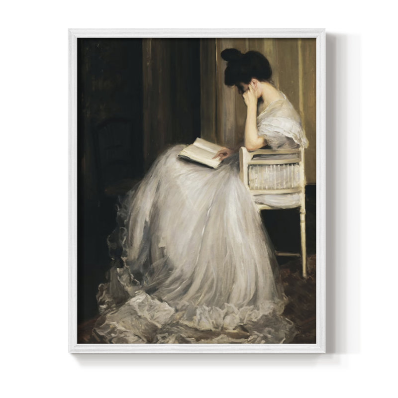 «Vintage Portrait Print Cxxxi», reproduction encadrée - bois massif, H 15 po x l 12 po, Blanc