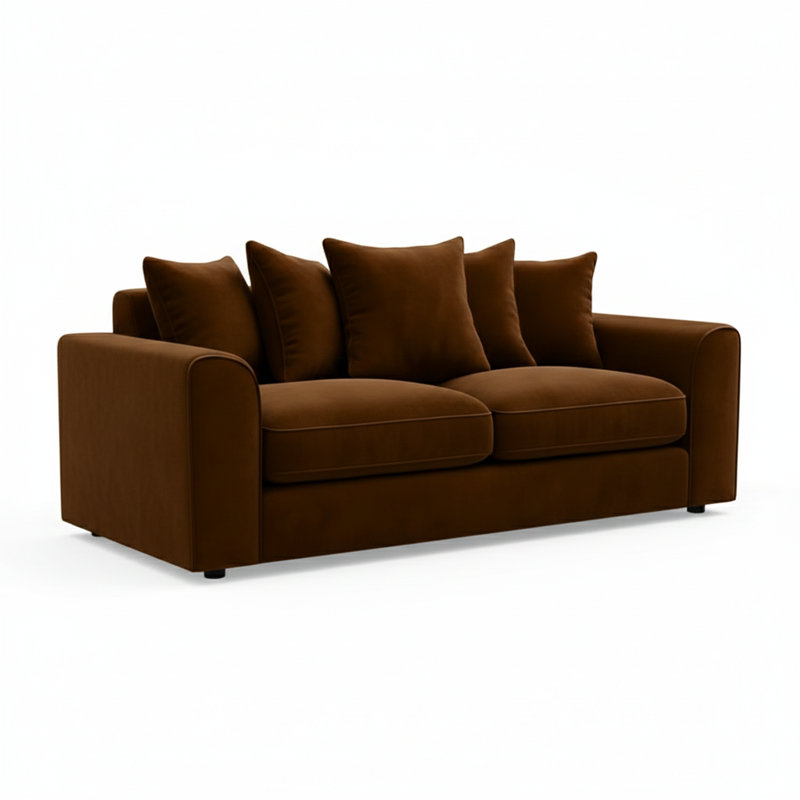3 Seater Velvet Sofa, Brown