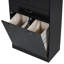 Rangement de salle de bain avec 2 salles de lavage - Finition noire et portes d'armoire au design fonctionnel grande capacité-1223725554