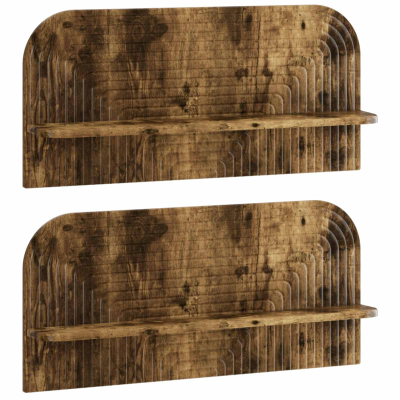Shelf Wall Mounted Shelf, 37.5cm H x 41cm L x 13.5cm D, Smoked Oak