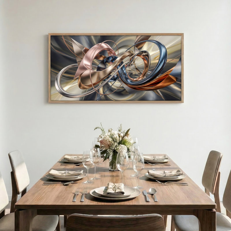 Ensemble de 1 tableau abstrait encadré sur toile métallique, 122 x 61 cm, 48 x 24 pouces
