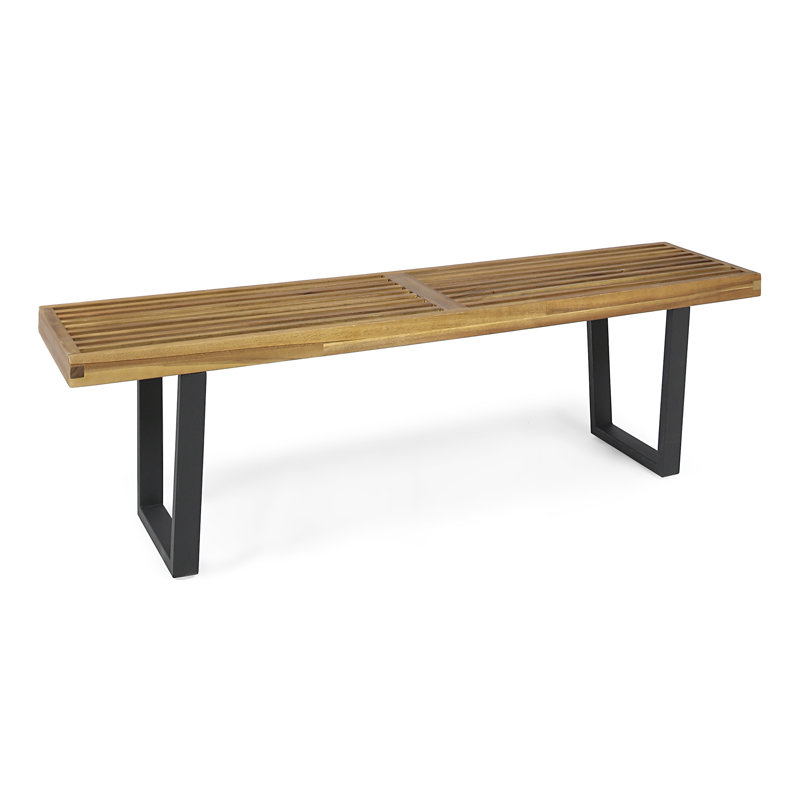 Banc de pique-nique en bois Yager, Teck / Noir