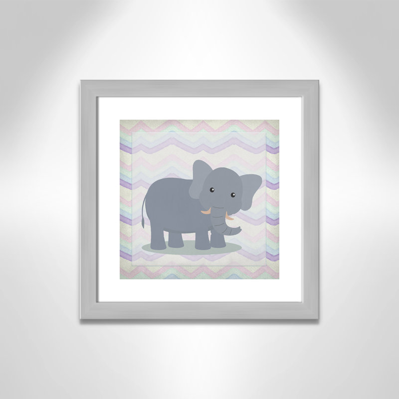 Art de l'éléphant rose, Encadré plat argent, H 16 po x l 16 po x P 0,6 po