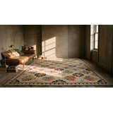Antique Needlepoint Room Size Wool Ivory Rug