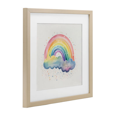 Bright Boho Rainbow & Stars Framed Print Under Glass, design by Creative Studio