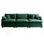 Mid-Century Modern 3-Seater Sectional Sofa With 2 Arm Pillows And 3 Throw Pillows,Green Corduroy Fabric