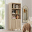 Bibliothèque en rotin d'inspiration bohémienne avec armoire de rangement et tablettes réglables-122534209-102716424