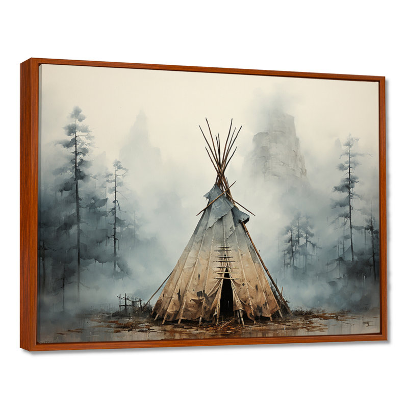 Tente de jeu gris natif. «Whispers Of Spirit», reproduction d'art sur toile encadrée, Reproduction avec cadre flottant, Brun