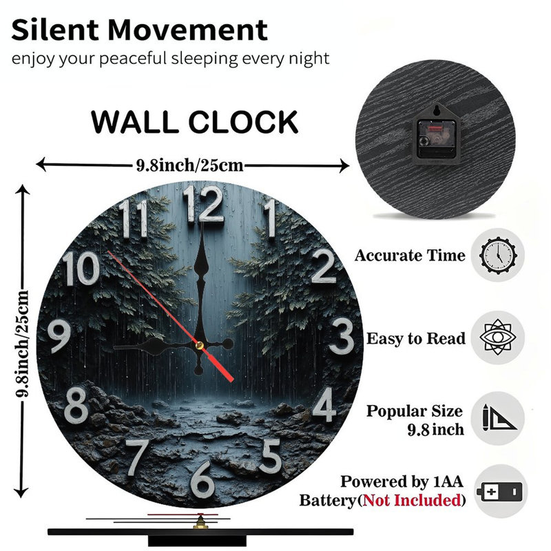 Horloge murale Rainy Forest