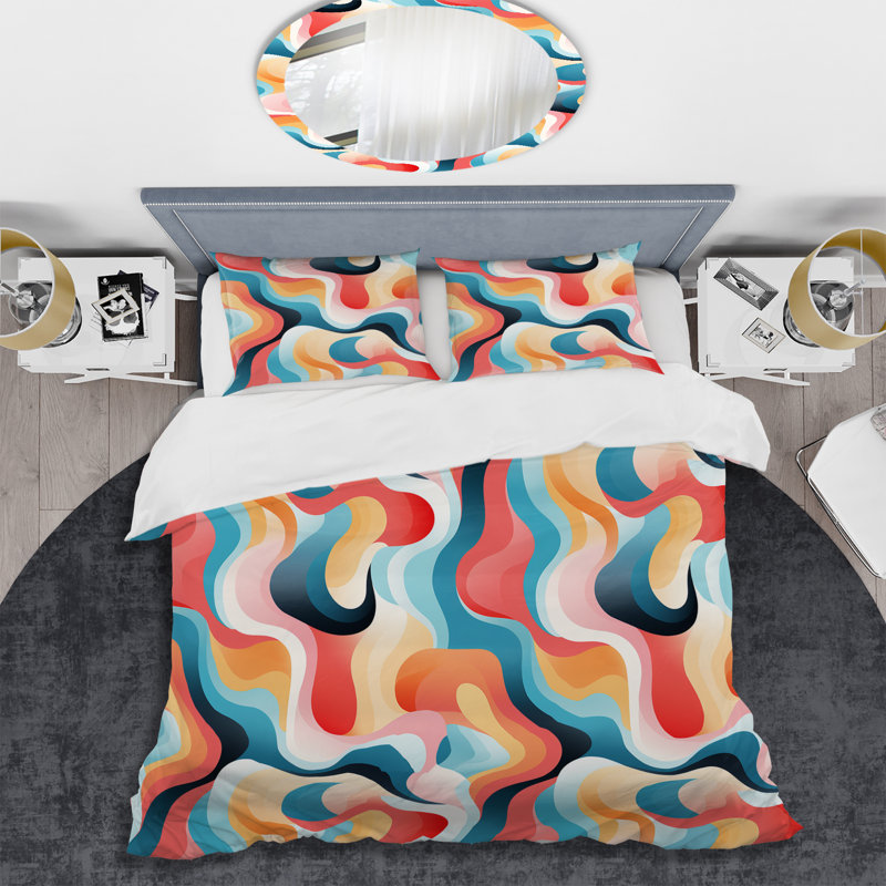 Soft Multicolor Abstract Neutrality Wave I Abstract Duvet Cover, King Duvet Cover + 2 King Shams
