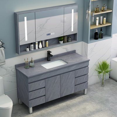 Light luxury simple grey bathroom cabinet