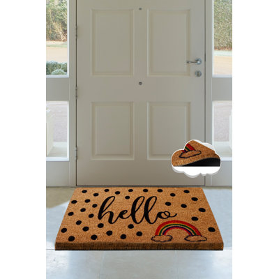 Paillasson 100% coco fait à la main, dessous antidérapant, 15,7 po x 23,6 po | Lavable à la machine à 86 ° F, durable et écologique, parfait pour les vestibules, design élégant pour la maison et le bureau
