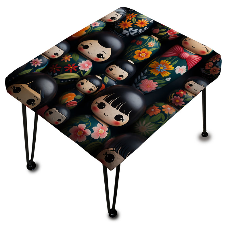 Vibrant Japon Kokeshi Doll Diversity - Repose-pieds rectangulaire japonais
