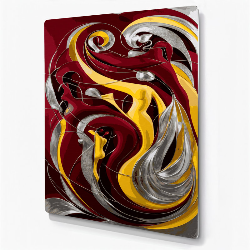 Abstrait art figuratif métal rouge 32, H 11 po x l 14 po