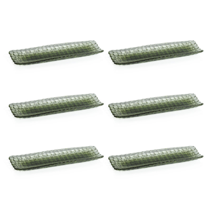 Assiette à hors-d'œuvre en verre 12,25 po Karson, ensemble de 6, Vert