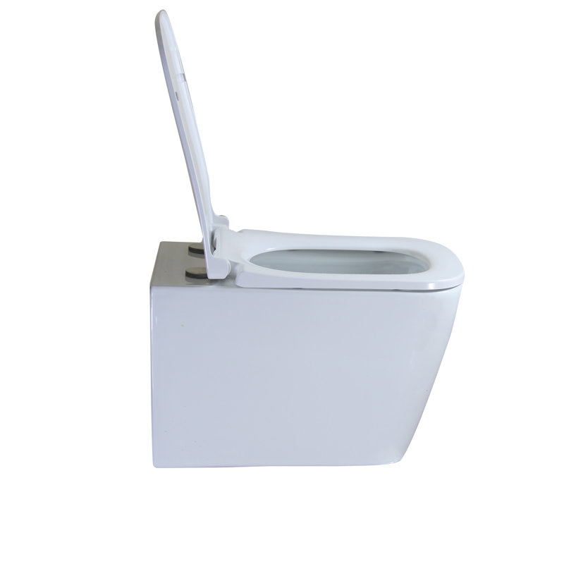Yingze Elongated Wall Hung Toilet, 1.6 GPF High Efficiency Flush, Rimless Design with Soft Close Seat, Adjustable Height, White