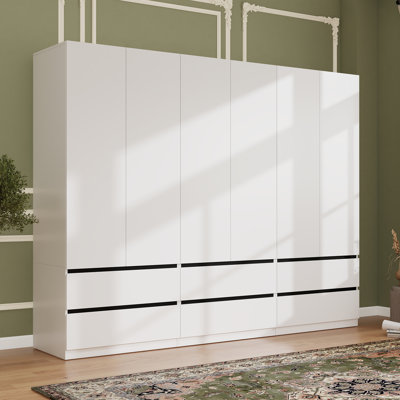 75" Armoire Wardrobe Closet With 6 Drawers(set Of 3)