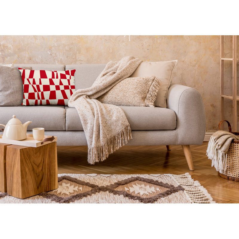 Housse et insert de coussin rectangulaire en polyester pour l'intérieur et l'extérieur, Rouge