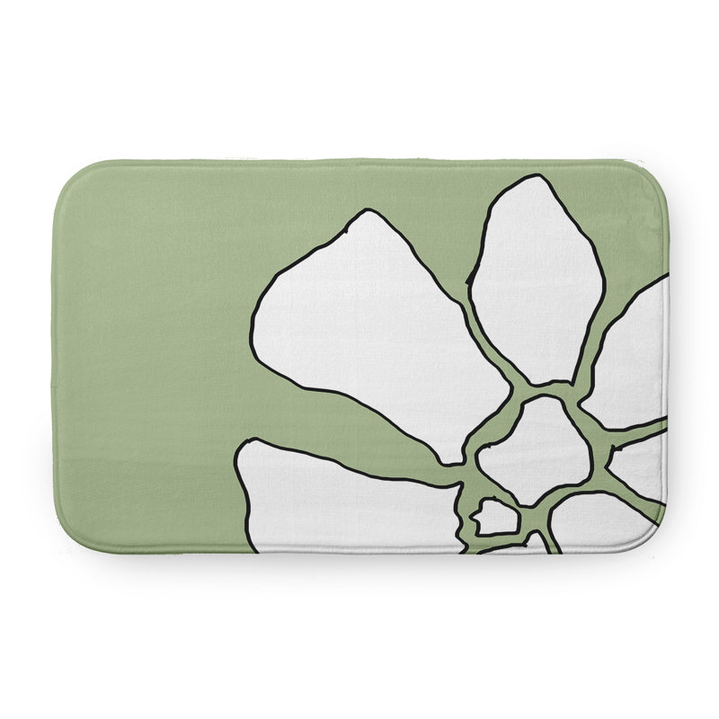 Tapis de bain Petal Lines, L 17 po x L 24 po, Vert/blanc
