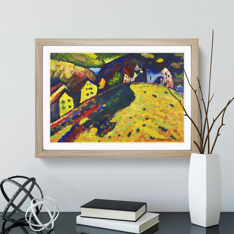 Houses at Murnau by Wassily Kandinsky - Picture Frame Painting, Oak Framed, 36cm H x 48cm W x 2cm D