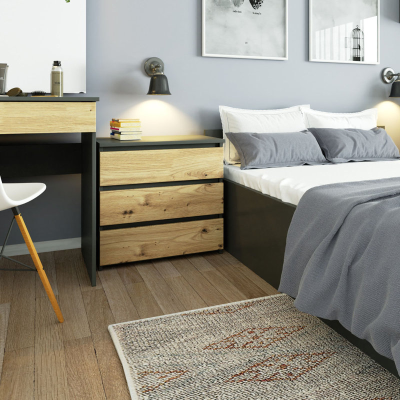 Rhyn 60cm W Particle Board Bedside Table