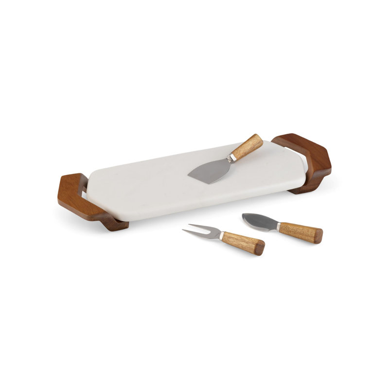 Nambe Chevron Cheese Tray W/ Knives