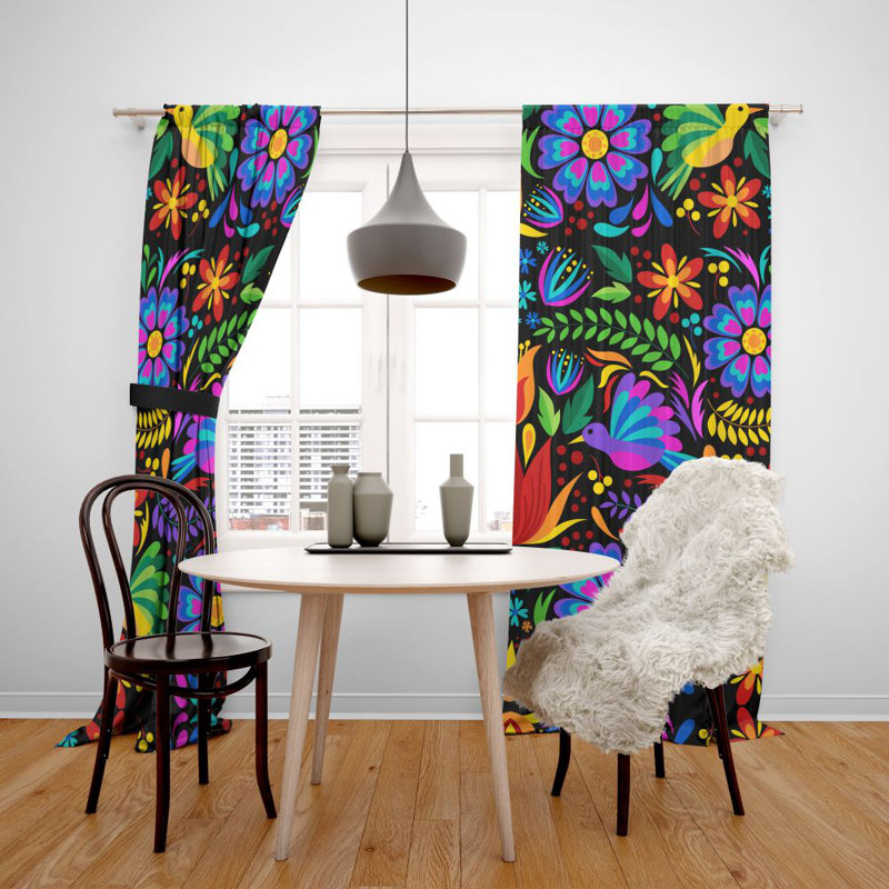 Panneaux de rideaux semi-transparents à motif floral, L 56 po x L 78 po
