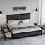 Base de lit plateforme industrielle avec 4 tiroirs de rangement et station de charge-1115925159-1077768960