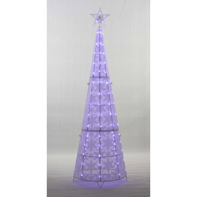 72'''' Colour Changing Led Glittering Snowflake Cone Tree Sculpture