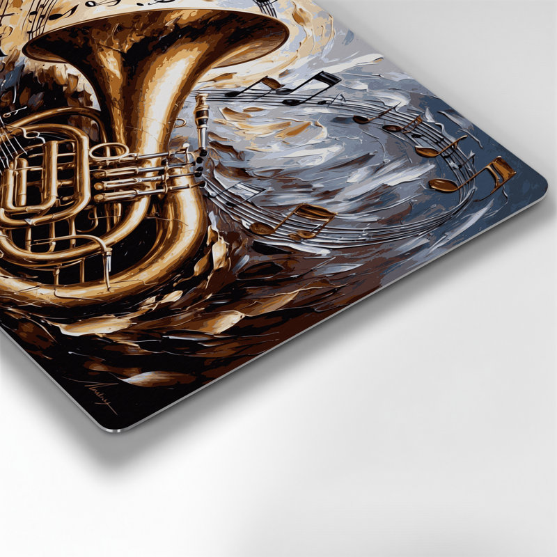 «Music Tuba», art mural en métal brun, H 20 po x l 24 po