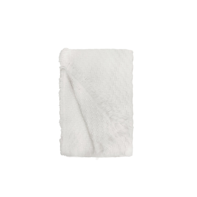 White Acrylic Basket Weave Baby Throw Blanket