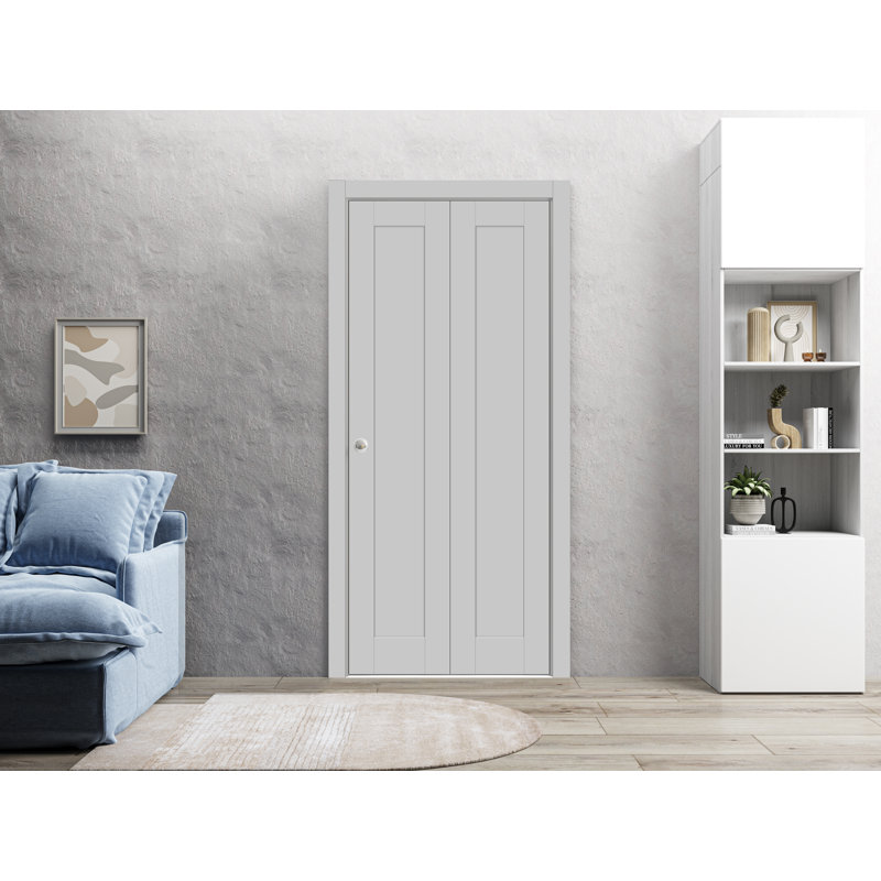 Porte pliante à panneaux en bois Quadro, Gris mat, 64 po x 84 po