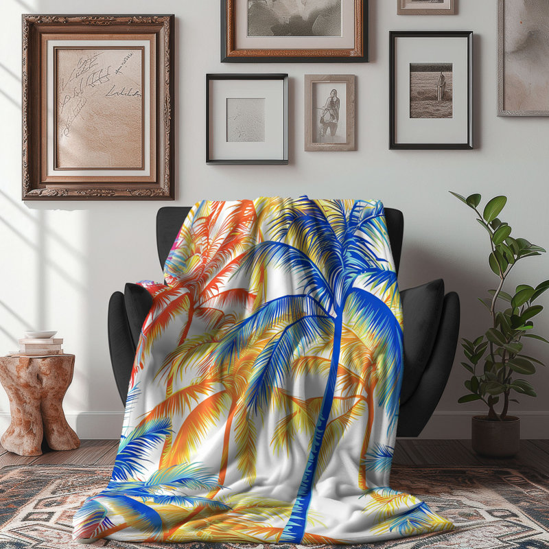 Classic Palm Motifs - 1 pièce Sherpa Premium, Lit simple