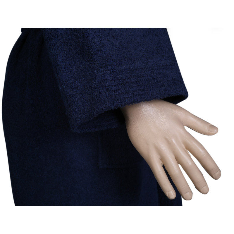 Peignoir pour fille / femme avec poches et capuchon 100% coton Oconee, TG, Bleu marine
