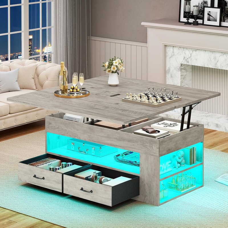 Lift Top Coffee Table, 4 In 1 Coffee Tables With Storage And Hidden Compartment, Farmhouse Coffee Table, Gray, Gray