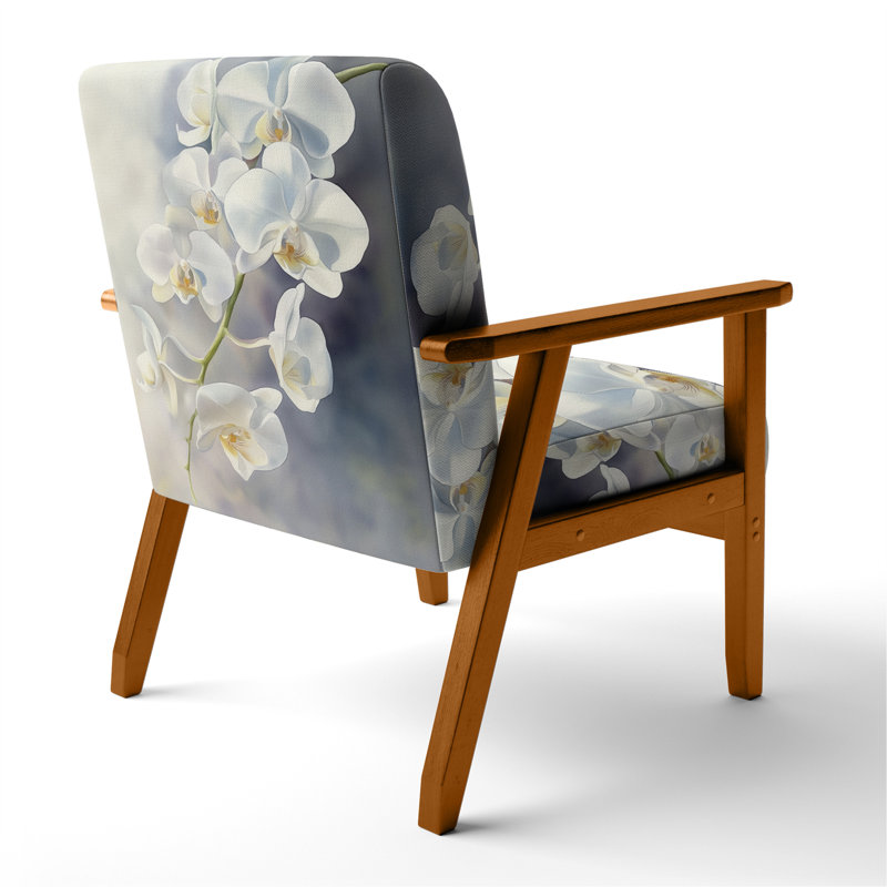 Chaise rembourrée Orchid - Fauteuil orchidée sur fond blanc, Brown Square Arms
