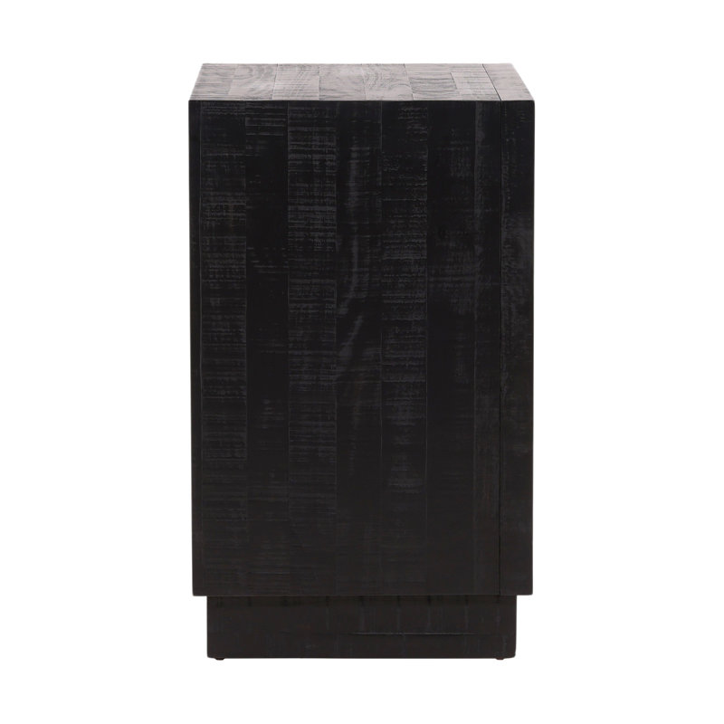 Humphreys 3-Drawer Pine Wood Nightstand, Black